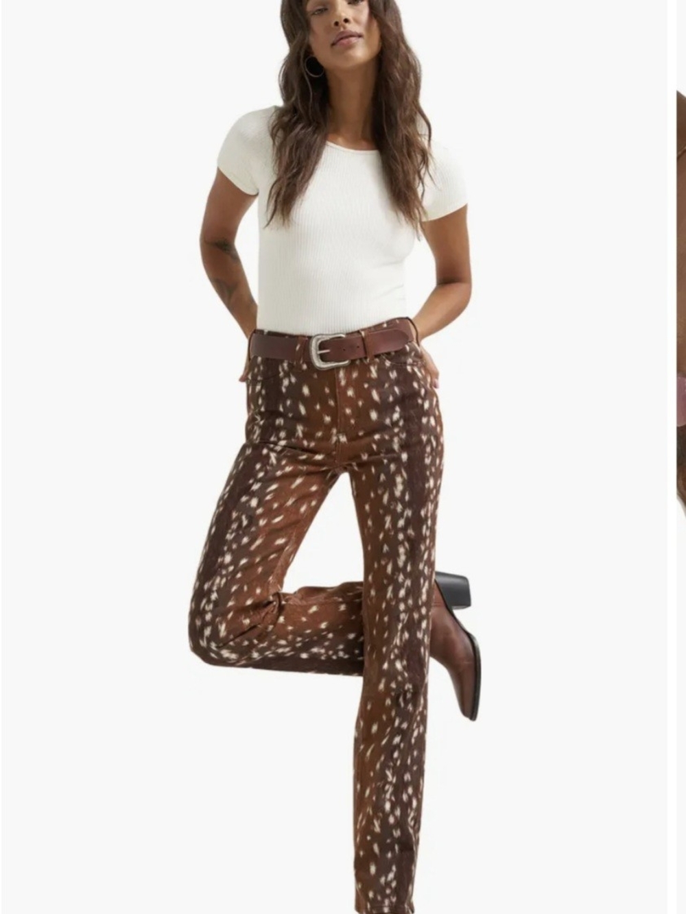 Wrangler Fawn Animal Print Mid-Rise Bootcut Jean - Picture 3 of 8